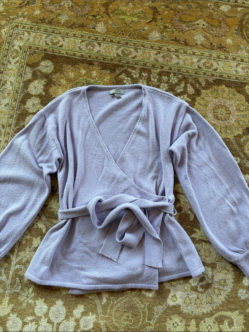 ASOS Lavender V-Neck Wrap Sweater with Waist Tie